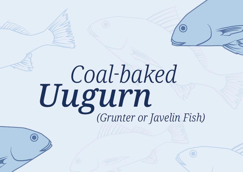 Illustration of grunter fish in shades of blue.